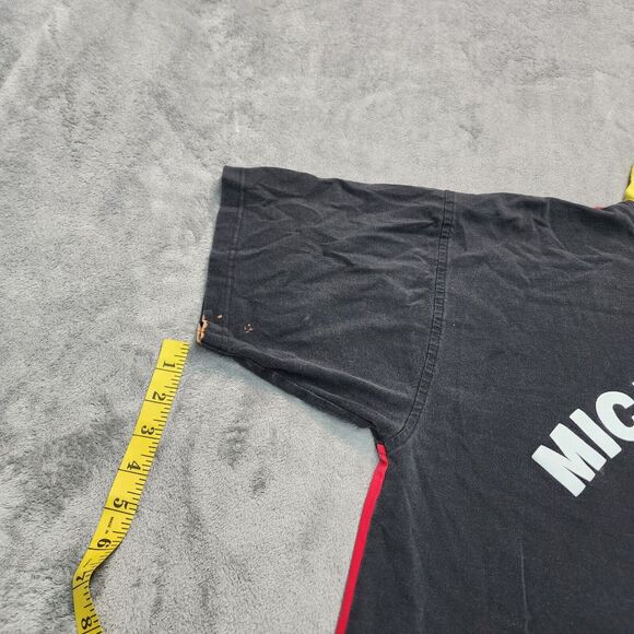 VTG Mickey Mouse Men's Multi Color Block Short Sleeve Hooded Shirt Size L / XL - Picture 8 of 15